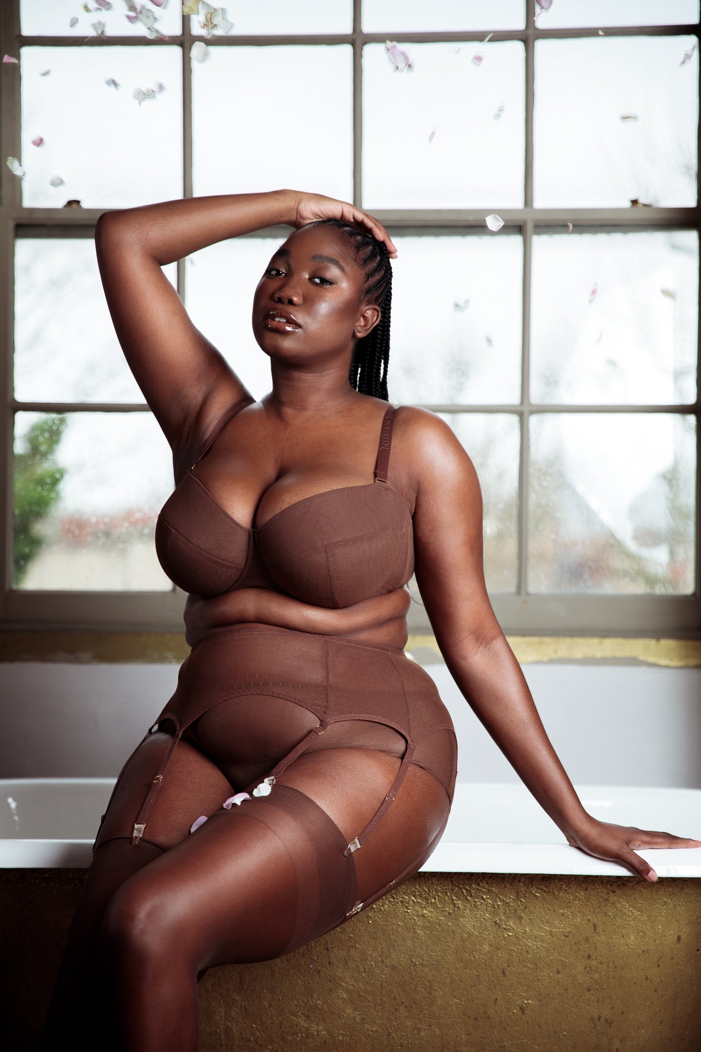 Nubian Skin Plumetis Redefined  The Suspender Belt - Nubian Skin