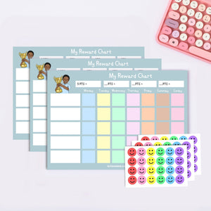 Children's Reward Chart (Boy Illustration, Blue)