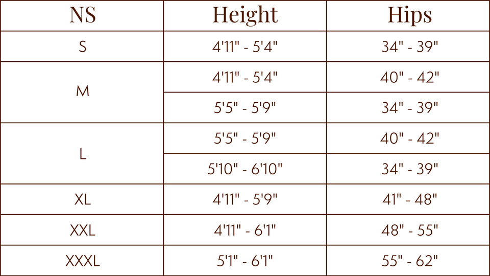 All Size Guides Nubian Skin
